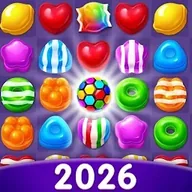 Candy Smash Mania app icon: a crowded candy board with a colour orb at its centre