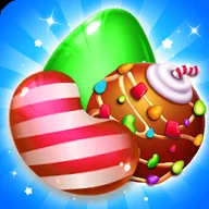 Sweet Candy app icon: two striped candy sweets on a bright blue field